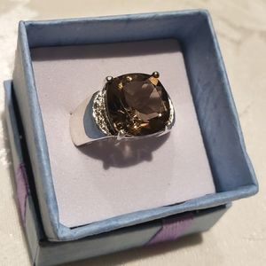 Ring.  Smoked Topaz and Sterling Silver ring.  November's birthstone.